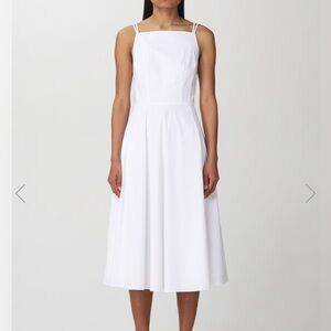 Theory Square Neck Double Strap White Dress Size 12 NWT